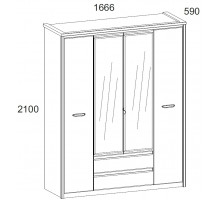 Четырехстворчатый шкаф для одежды с зеркалом Джаз 4DG2S Z