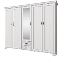 Пятистворчатый шкаф для одежды с зеркалом Тиффани 5DG2S Z крем вудлайн