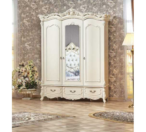 Шкаф 3-х дверный Элиза Люкс (крем)