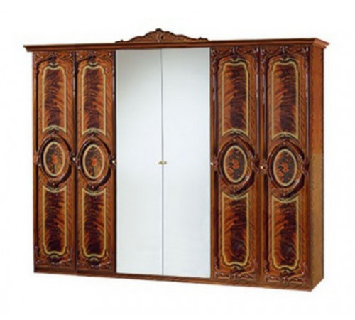 Шестистворчатый шкаф для одежды Роза (орех)