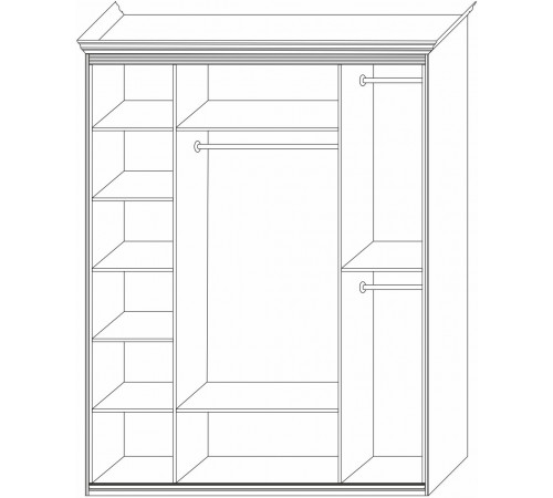 Шкаф 4-х дверный с зеркальными и глухими дверями Неаполь Ясень анкор светлый (патина "серебро")