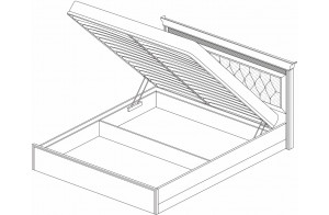 Кровать 1400/1600/1800 с подъемным механизмом Неаполь  Ясень анкор светлый (патина "серебро") экокожа polo белая