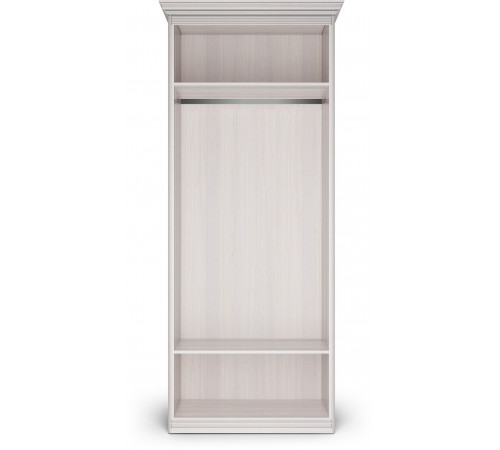 Шкаф 2-х дверный с глухой дверью и зеркальной Неаполь Ясень анкор светлый (патина "серебро")