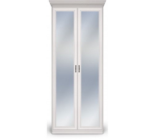 Шкаф 2-х дверный зеркальный Неаполь Ясень анкор светлый (патина "серебро")