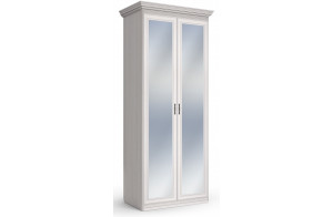 Шкаф 2-х дверный зеркальный Неаполь Ясень анкор светлый (патина "серебро")