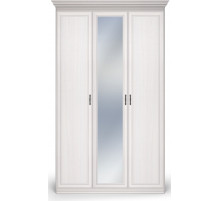 Шкаф 3-х дверный с глухой и зеркальной дверью Неаполь Ясень анкор светлый (патина "серебро")