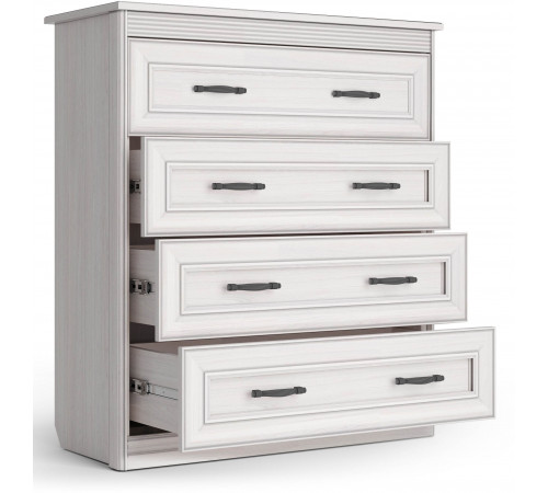 Спальня Неаполь Ясень анкор светлый (патина "серебро") экокожа «polo» белая.