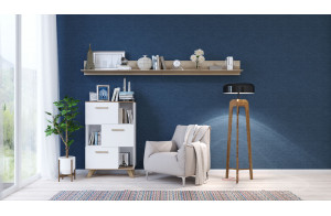 Гостиная Вега Скандинавия (глянец, белый + дуб каньон)