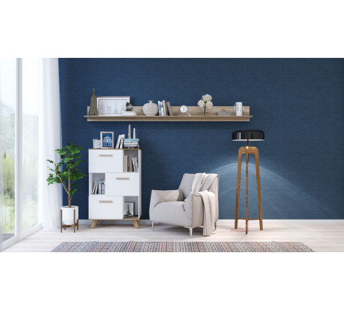 Гостиная Вега Скандинавия (глянец, белый + дуб каньон)