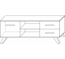 Тумба под ТВ Вега Скандинавия (глянец, белый + дуб каньон)