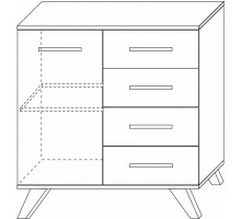 Комод 900 Вега Скандинавия (глянец, белый + дуб каньон)