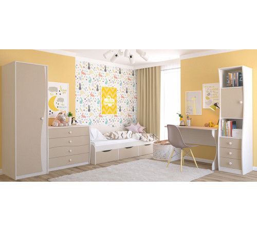 Детская односпальная кровать с ящиками внизу Комби МН-211-02 капучино