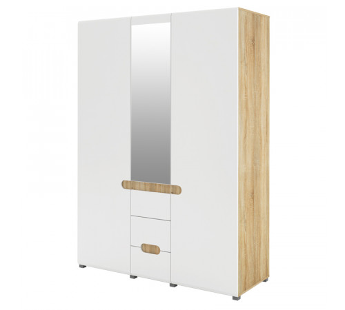 Трехстворчатый шкаф для одежды и белья с зеркалом в спальню Леонардо МН-026-08