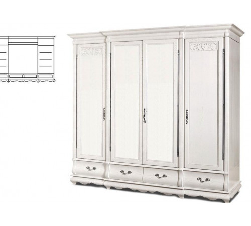 Шкаф для одежды Оскар ММ-216-01/04 (белая эмаль+пт)