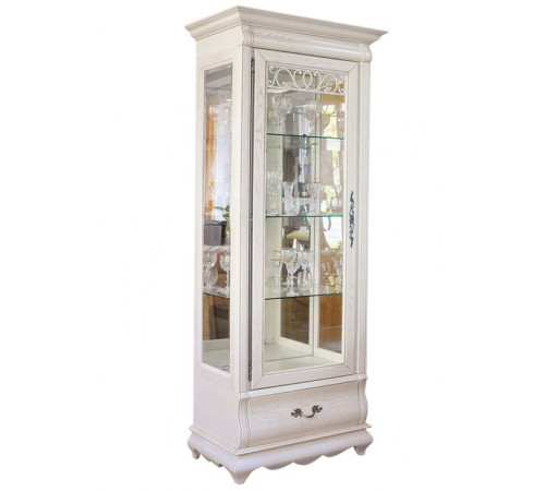 Шкаф с витриной Оскар ММ-210-01 (белая эмаль+пт)