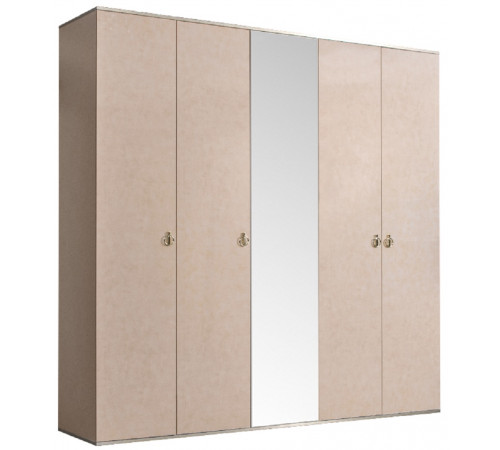 Пятистворчатый шкаф для одежды с зеркалом Rimini РМШ1/5 (латте)