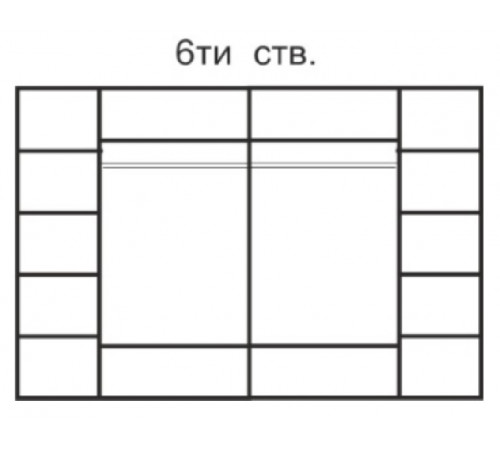 Шестистворчатый шкаф для одежды с зеркалом Rimini Solo РМШ1/6 (s) (слоновая кость)
