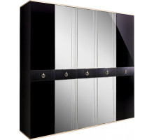 Пятистворчатый шкаф для одежды с зеркалом Rimini Solo РМШ1/5 (s) (черный)