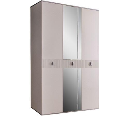 Трехстворчатый шкаф для одежды с зеркалом Rimini Solo РМШ1/3 (s) (слоновая кость)