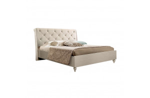 Двуспальная кровать с мягкой спинкой Венеция ВНКР140-2 (дуб седан)