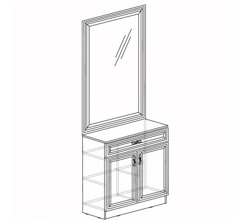 Тумба с зеркалом для прихожей Лира 59 светлая